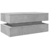 Betonszürke dohányzóasztal LED-lámpákkal 90x50x40 cm