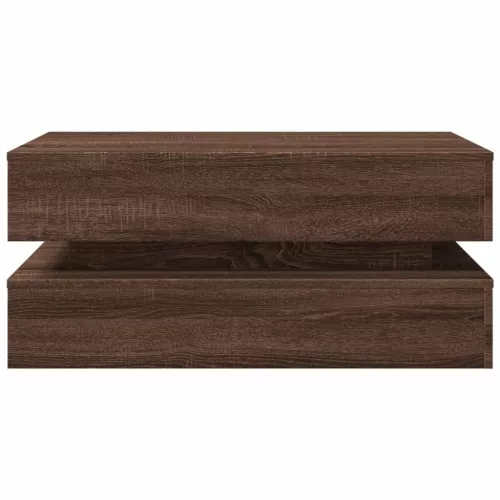 Barna tölgyszínű dohányzóasztal LED-lámpákkal 90x50x40 cm