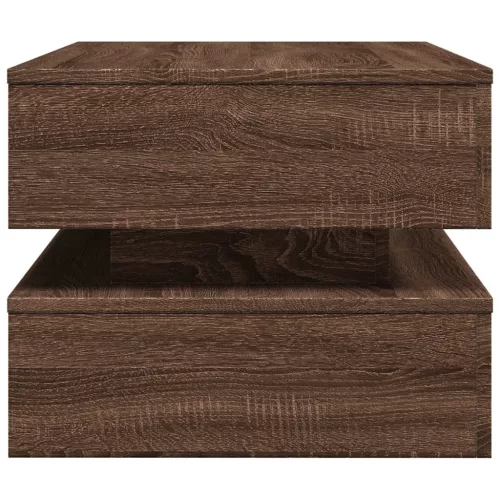 Barna tölgyszínű dohányzóasztal LED-lámpákkal 90x50x40 cm