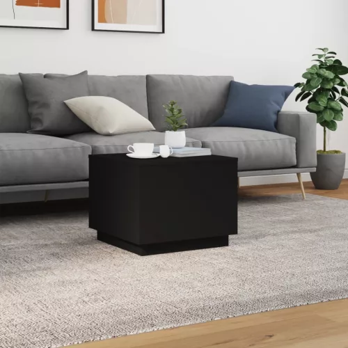 Fekete dohányzóasztal LED-lámpákkal 50 x 50 x 40 cm