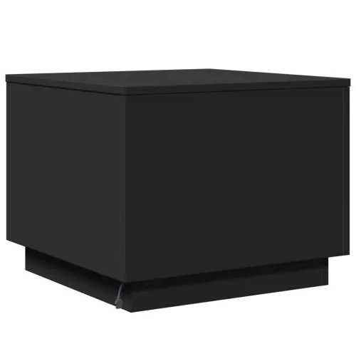 Fekete dohányzóasztal LED-lámpákkal 50 x 50 x 40 cm