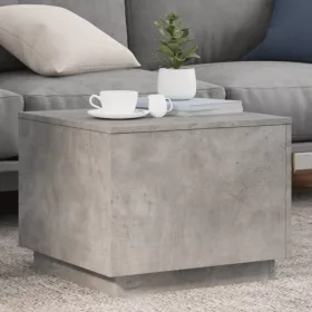   Betonszürke dohányzóasztal LED-lámpákkal 50 x 50 x 40 cm