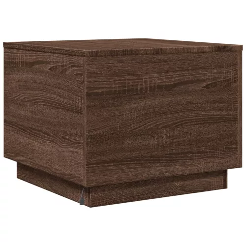 Barna tölgyszínű dohányzóasztal LED-lámpákkal 50 x 50 x 40 cm