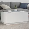 Fehér dohányzóasztal LED-lámpákkal 90x50x40 cm