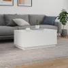 Fehér dohányzóasztal LED-lámpákkal 90x50x40 cm