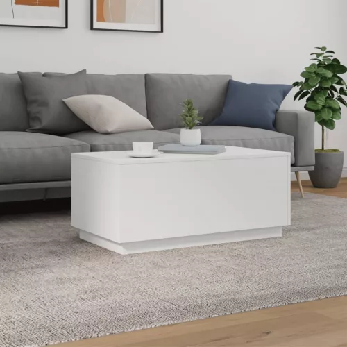 Fehér dohányzóasztal LED-lámpákkal 90x50x40 cm