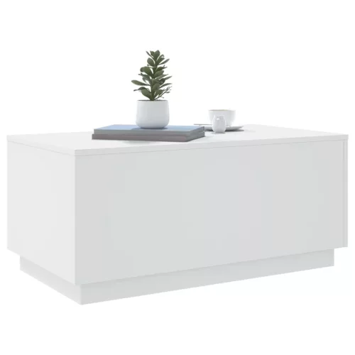 Fehér dohányzóasztal LED-lámpákkal 90x50x40 cm