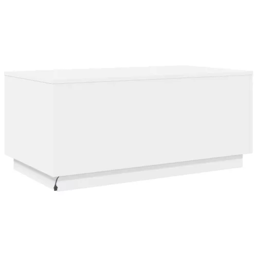 Fehér dohányzóasztal LED-lámpákkal 90x50x40 cm
