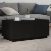 Fekete dohányzóasztal LED-lámpákkal 90x50x40 cm