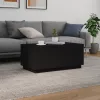 Fekete dohányzóasztal LED-lámpákkal 90x50x40 cm