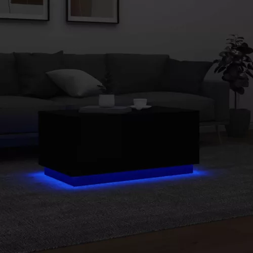 Fekete dohányzóasztal LED-lámpákkal 90x50x40 cm