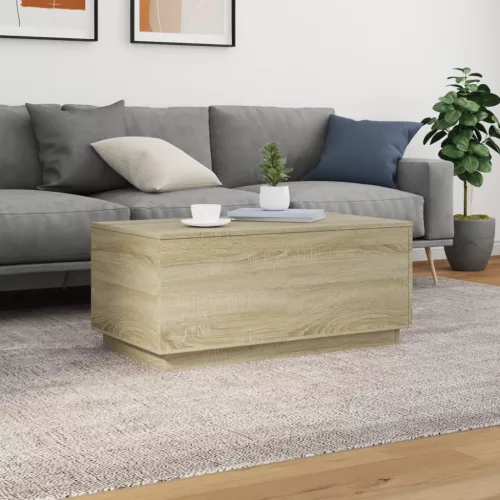 Sonoma tölgy színű dohányzóasztal LED-lámpákkal 90x50x40 cm