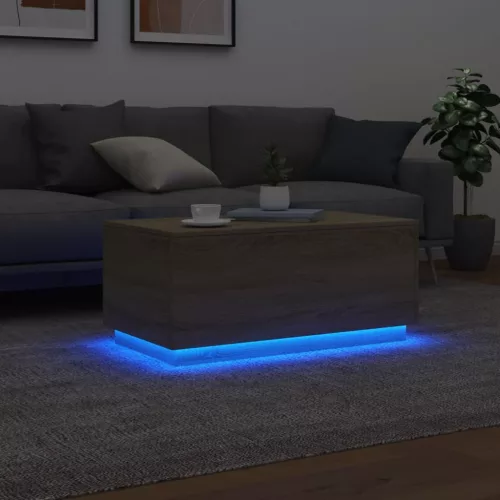 Sonoma tölgy színű dohányzóasztal LED-lámpákkal 90x50x40 cm