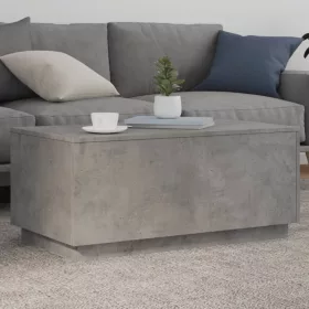 Betonszürke dohányzóasztal LED-lámpákkal 90x50x40 cm