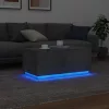 Betonszürke dohányzóasztal LED-lámpákkal 90x50x40 cm