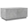 Betonszürke dohányzóasztal LED-lámpákkal 90x50x40 cm