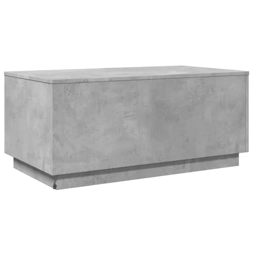 Betonszürke dohányzóasztal LED-lámpákkal 90x50x40 cm