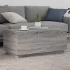 Szürke sonoma színű dohányzóasztal LED-lámpákkal 90x50x40 cm