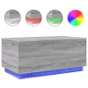 Szürke sonoma színű dohányzóasztal LED-lámpákkal 90x50x40 cm