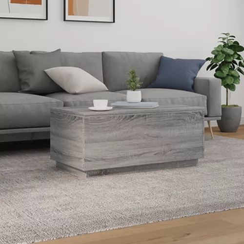 Szürke sonoma színű dohányzóasztal LED-lámpákkal 90x50x40 cm