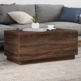   Barna tölgyszínű dohányzóasztal LED-lámpákkal 90x50x40 cm