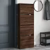 Barna tölgyszínű szerelt fa cipőszekrény 60 x 21 x 163,5 cm