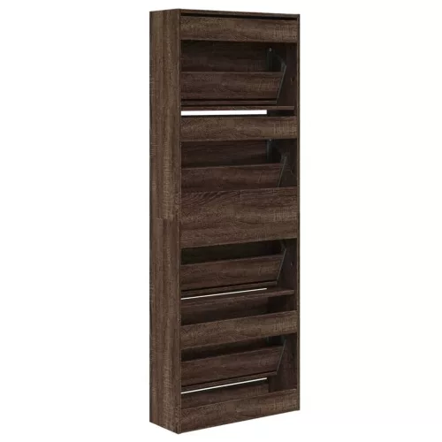 Barna tölgyszínű szerelt fa cipőszekrény 60 x 21 x 163,5 cm