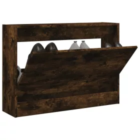   Füstös tölgy színű szerelt fa cipőszekrény 80 x 21 x 57 cm