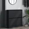 Fekete szerelt fa cipőszekrény 80 x 21x 87,5 cm