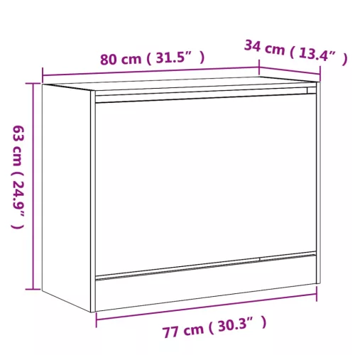 Betonszürke szerelt fa cipőszekrény 80 x 34 x 63 cm