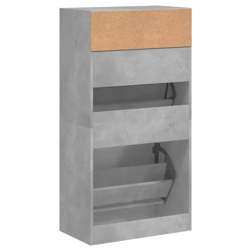 Betonszürke szerelt fa cipőszekrény 60x34x116 cm
