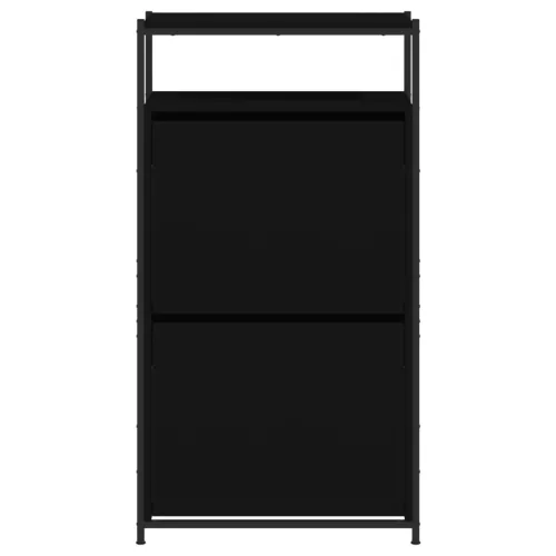 Fekete szerelt fa cipőszekrény 60x34x112 cm