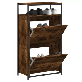   Füstös tölgy színű szerelt fa cipőszekrény 60x34x112 cm