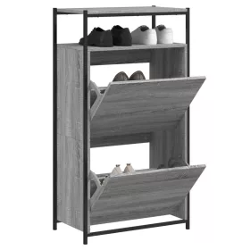   Szürke sonoma színű szerelt fa cipőszekrény 60x34x112 cm