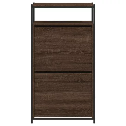 Barna tölgyszínű szerelt fa cipősszekrény 60x34x112 cm