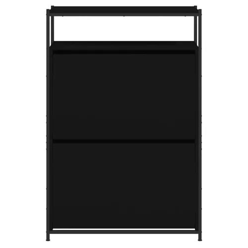 Fekete szerelt fa cipőszekrény 75x34x112 cm