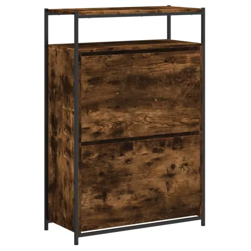 Füstös tölgy színű szerelt fa cipőszekrény 75x34x112 cm
