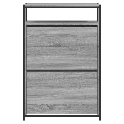 Szürke sonoma színű szerelt fa cipősszekrény 75x34x112 cm