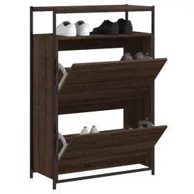   Barna tölgyszínű szerelt fa cipősszekrény 75 x 34 x 112 cm