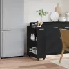 Fekete szerelt fa szekrény kerekekkel 60 x 22 x 79 cm