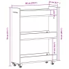 Betonszürke szerelt fa szekrény kerekekkel 60 x 22 x 79 cm