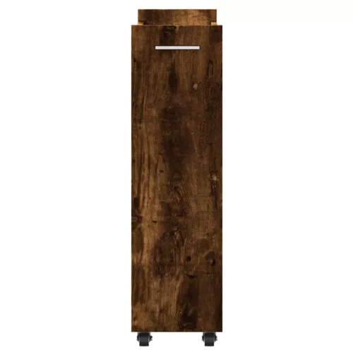 Füstös tölgy színű szerelt fa szekrény kerekekkel 60x22x79 cm