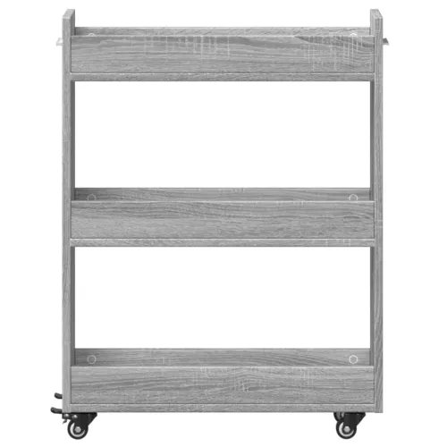 Szürke sonoma színű szerelt fa szekrény kerekekkel 60x22x79 cm
