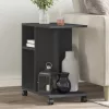 Fekete szerelt fa kisasztal kerekekkel 50 x 30 x 55 cm