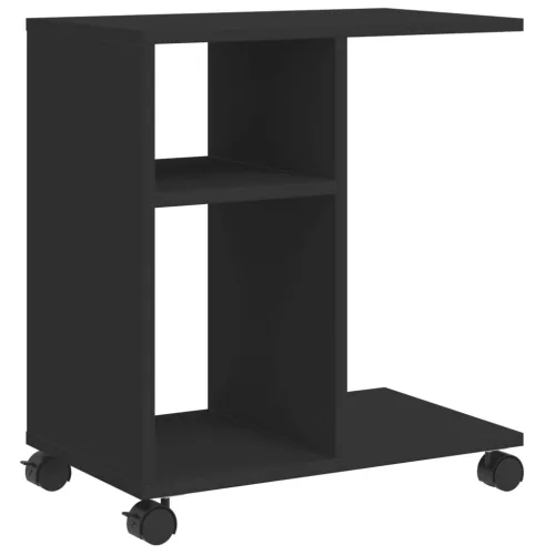 Fekete szerelt fa kisasztal kerekekkel 50 x 30 x 55 cm