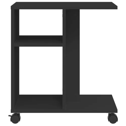 Fekete szerelt fa kisasztal kerekekkel 50 x 30 x 55 cm