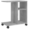 Betonszürke szerelt fa kisasztal kerekekkel 50 x 30 x 55 cm