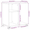 Betonszürke szerelt fa kisasztal kerekekkel 50 x 30 x 55 cm
