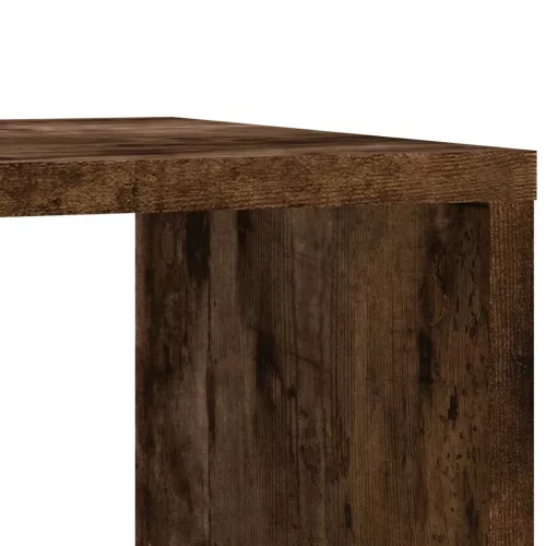 Füstös tölgy színű szerelt fa kisasztal kerekekkel 50x30x55 cm