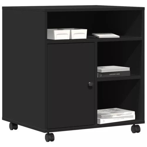Fekete nyomtatóállvány kerekekkel 60x50x67 cm